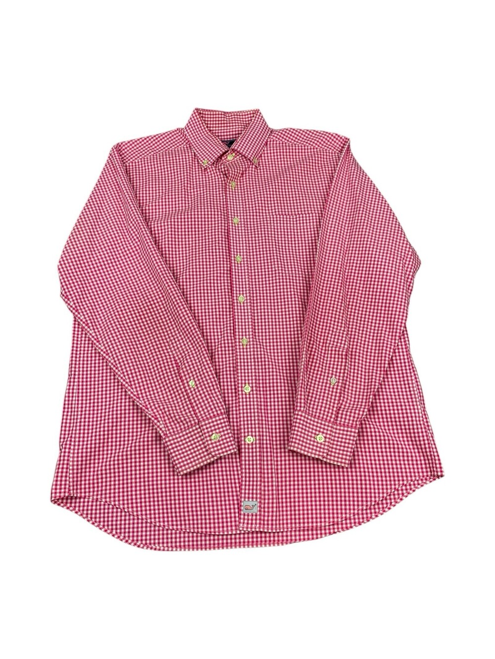 Vineyard Vines Men's Long Sleeve Shirt Pink Check, Slim Fit Murray Shirt, Size L